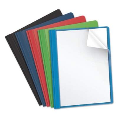 Clear Front Standard Grade Report Cover, Three-Prong Fastener, 0.5″ Capacity, 8.5 x 11, Clear/Assorted, 25/Box