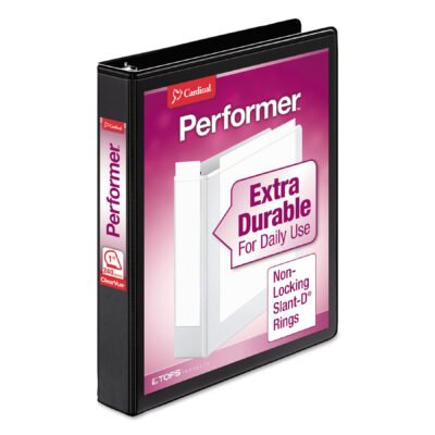 Performer ClearVue Slant-D Ring Binder, 3 Rings, 1″ Capacity, 11 x 8.5, Black