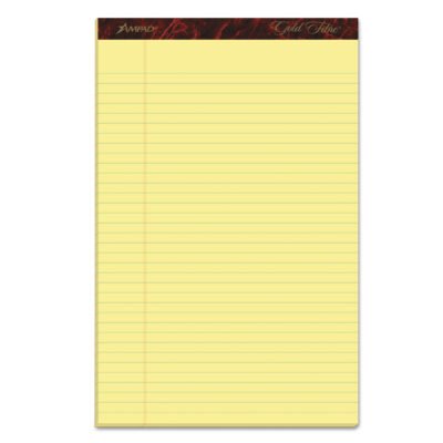 Gold Fibre Quality Writing Pads, Wide/Legal Rule, 50 Canary-Yellow 8.5 x 14 Sheets, Dozen
