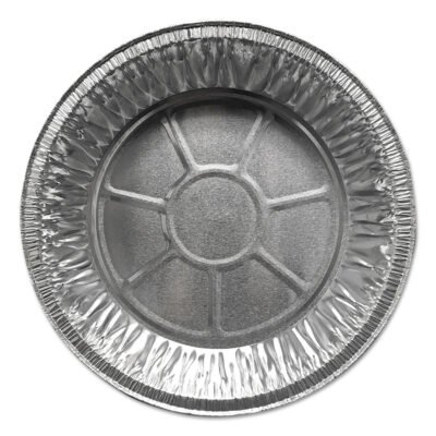 Aluminum Pie Pans, Medium, 27.6 oz, 9″ Diameter x 1″h, Silver, 500/Carton