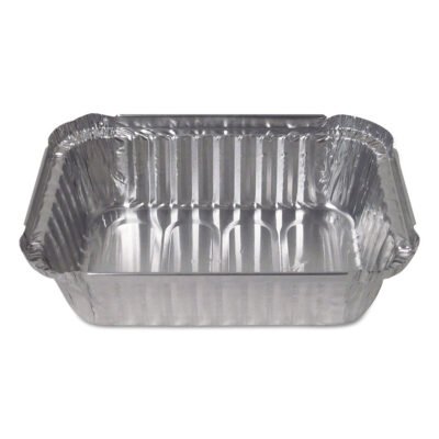 Aluminum Closeable Containers, 1.5 lb Deep Oblong, 7.06 x 5.13 x 1.93, Silver, 500/Carton