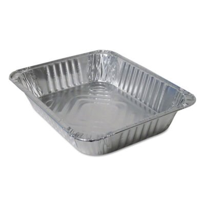 Aluminum Steam Table Pans, Half-Size—120 oz., 2.56″ Deep, 10.38 x 12.75, 100/Carton