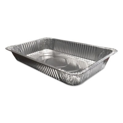 Aluminum Steam Table Pans, Full-Size Deep—346 oz., 3.38″ Deep, 12.81 x 20.75, 50/Carton