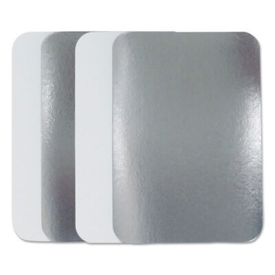 Flat Board Lids, For 1.5 lb Oblong Pans, Silver, Paper, 500 /Carton