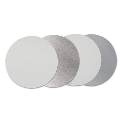 Flat Board Lids, For 7″ Round Containers, Silver, Paper, 500 /Carton