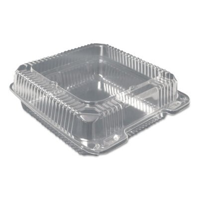 Plastic Clear Hinged Containers, 9 x 8.63 x 3, Clear, 200/Carton