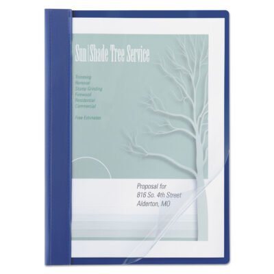 Clear Front Vinyl Report Cover, Prong Fastener, 0.5″ Capacity,  8.5 x 11, Clear/Blue