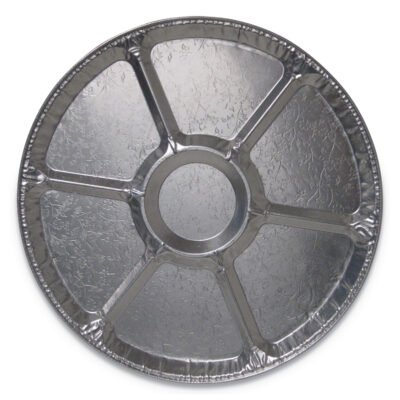 Aluminum Cater Trays, 7 Compartment Lazy Susan, 18″ Diameter x 0.94″h, Silver, 50/Carton