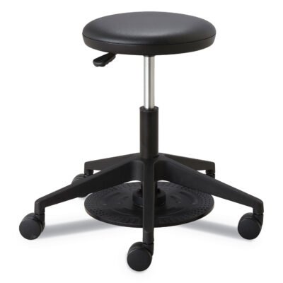 Lab Stool, Backless, Supports Up to 250 lb, 19.25″ to 24.25″ Seat Height, Black