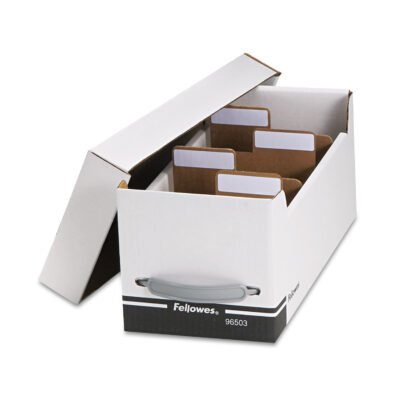 Corrugated Media File, Holds 35 Standard Cases, White/Black