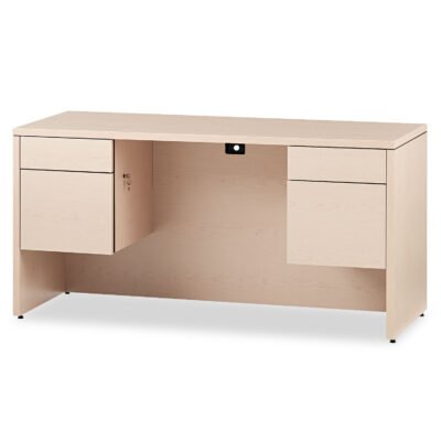 10500 Series Kneespace Credenza With 3/4-Height Pedestals, 60w x 24d x 29.5h, Natural Maple