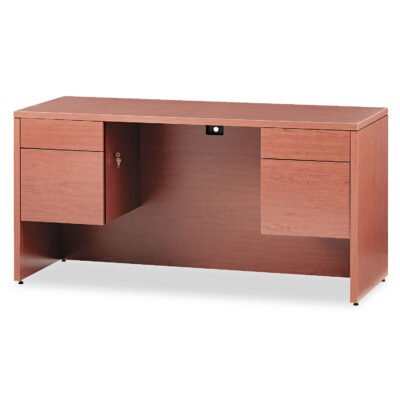 10500 Series Kneespace Credenza With 3/4-Height Pedestals, 60w x 24d x 29.5h, Bourbon Cherry