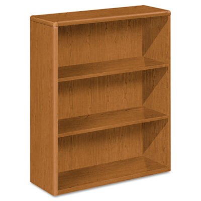 10700 Series Wood Bookcase, Three-Shelf, 36w x 13.13d x 43.38h, Bourbon Cherry