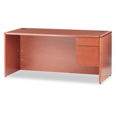 10700 Series “L” Workstation Desk with Three-Quarter Height Pedestal on Right, 66″ x 30″ x 29.5″, Bourbon Cherry