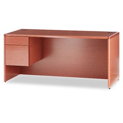 10700 Series “L” Workstation Desk with Three-Quarter Height Pedestal on Left, 66″ x 30″ x 29.5″, Bourbon Cherry