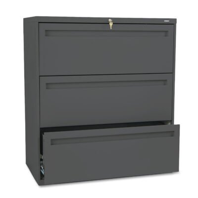 Brigade 700 Series Lateral File, 3 Legal/Letter-Size File Drawers, Charcoal, 36″ x 18″ x 39.13″