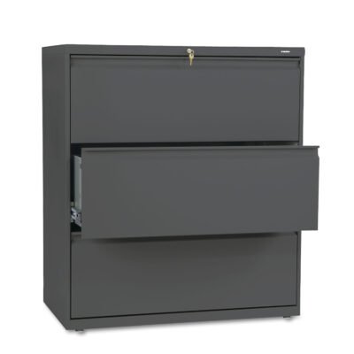 Brigade 800 Series Lateral File, 3 Legal/Letter-Size File Drawers, Charcoal, 36″ x 18″ x 39.13″