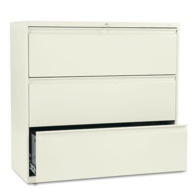 Brigade 800 Series Lateral File, 3 Legal/Letter-Size File Drawers, Putty, 42″ x 18″ x 39.13″