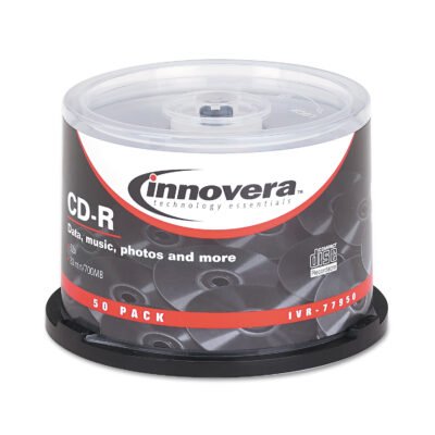 CD-R Recordable Disc, 700 MB/80 min, 52x, Spindle, Silver, 50/Pack