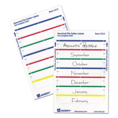 Printable 4″ x 6″ – Permanent File Folder Labels, 0.69 x 3.44, White, 7/Sheet, 36 Sheets/Pack, (5215)