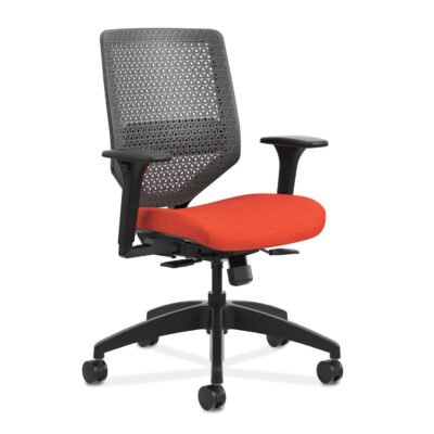 Solve Series ReActiv Back Task Chair, Supports 300 lb, 18″ to 23″ Seat Height, Bittersweet Seat, Charcoal Back, Black Base