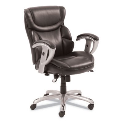 Emerson Task Chair, Supports Up to 300 lb, 18.75″ to 21.75″ Seat Height, Brown Seat/Back, Silver Base