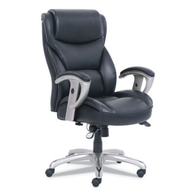 Emerson Big and Tall Task Chair, Supports Up to 400 lb, 19.5″ to 22.5″ Seat Height, Black Seat/Back, Silver Base