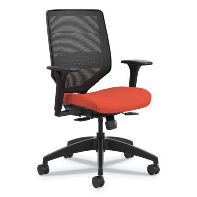 Solve Series Mesh Back Task Chair, Supports Up to 300 lb, 16″ to 22″ Seat Height, Bittersweet Seat, Black Back/Base