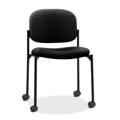 VL606 Stacking Guest Chair without Arms, Fabric Upholstery, 21.25″ x 21″ x 32.75″, Black Seat, Black Back, Black Base