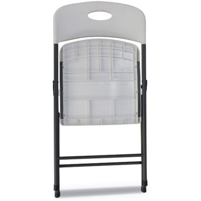 Molded Resin Folding Chair, Supports Up to 225 lb, 18.19″ Seat Height, White Seat, White Back, Dark Gray Base, 4/Carton