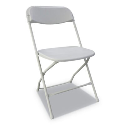 Economy Resin Folding Chair, Supports Up to 225 lb, 17.17″ Seat Height, White Seat, White Back, White Base, 4/Carton
