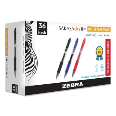 Sarasa Dry Gel X20 Gel Pen, Retractable, Medium 0.7 mm, Assorted Ink and Barrel Colors, 36/Pack