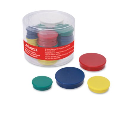 High-Intensity Assorted Magnets, Circles, Assorted Colors, 0.75″, 1.25″ and 1.5″ Diameters, 30/Pack