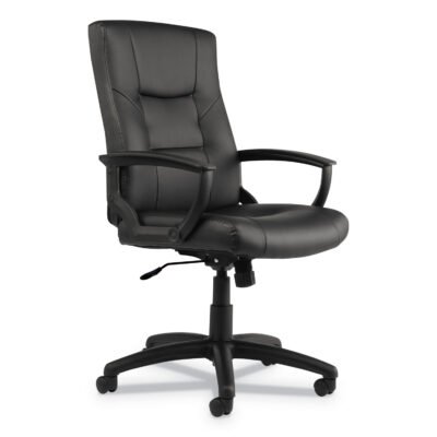 Alera YR Series Executive High-Back Swivel/Tilt Bonded Leather Chair, Supports 275 lb, 17.71″ to 21.65″ Seat Height, Black