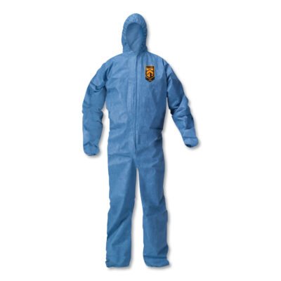 A20 Elastic Back Wrist/Ankle Hooded Coveralls, Large, Blue, 24/Carton