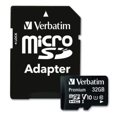 32GB Premium microSDHC Memory Card with Adapter, UHS-I V10 U1 Class 10, Up to 90MB/s Read Speed