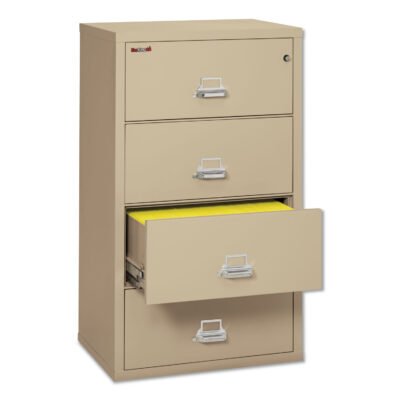 Insulated Lateral File, 4 Legal/Letter-Size File Drawers, Parchment, 31.13″ x 22.13″ x 52.75″, 260 lb Overall Capacity