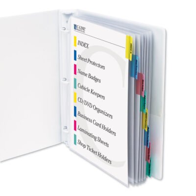 Sheet Protectors with Index Tabs, Assorted Color Tabs, 2″, 11 x 8.5, 8/Set