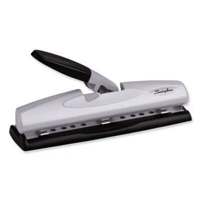 12-Sheet LightTouch Desktop Two- to Three-Hole Punch, 9/32″ Holes, Black/Silver