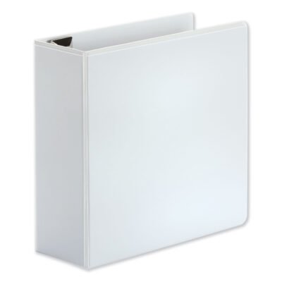 Deluxe Easy-to-Open D-Ring View Binder, 3 Rings, 4″ Capacity, 11 x 8.5, White