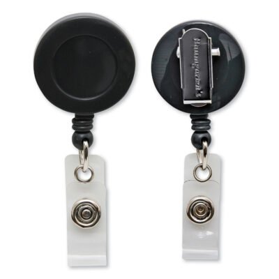Swivel-Style Spring-Clip ID Card Reel, 30″ Extension, Black