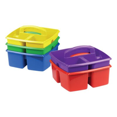 Small Art Caddies, 3 Sections, 9.25″ x 9.25″ x 5.25″, Assorted Colors, 5/Pack