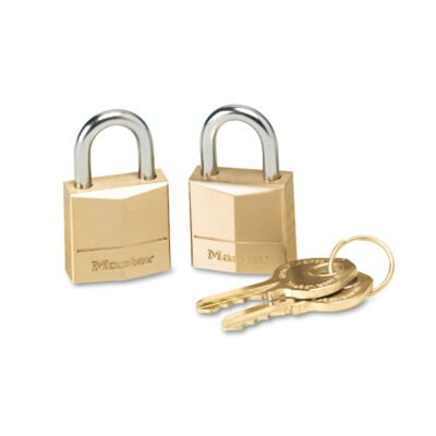 Three-Pin Brass Tumbler Locks, 0.75″ Wide, 2 Locks and 2 Keys, 2/Pack