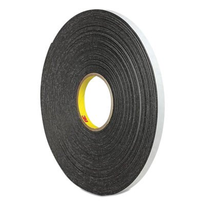 4466 Double-Coated Foam Tape, 1″ Core, 1″ x 5 yds, Black