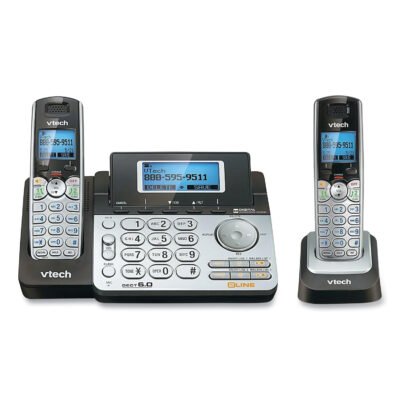 DS6151-2 Two-Handset Two-Line Cordless Phone with Answering System, Black/Silver