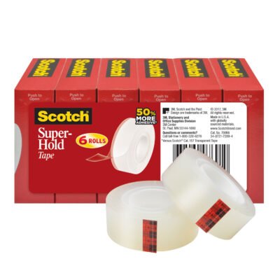 Super-Hold Tape Refill, 1″ Core, 0.75″ x 27.77 yds, Crystal Clear, 10 Rolls/Pack