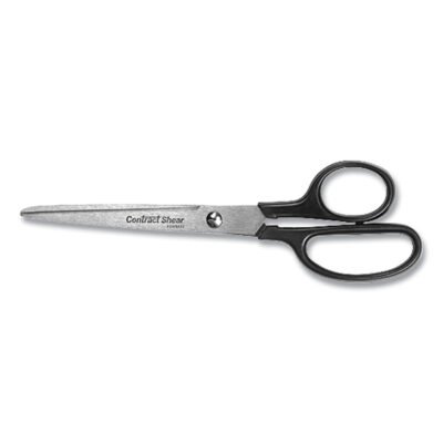 Contract Stainless Steel Standard Scissors, 7″ Long, 3.13″ Cut Length, Black Straight Handle