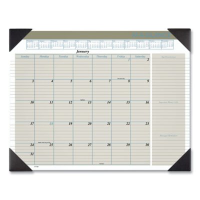 Executive Monthly Desk Pad Calendar, 22 x 17, White Sheets, Black Corners, 12-Month (Jan to Dec): 2023