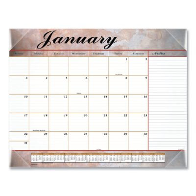 Marbled Desk Pad, Marbled Artwork, 22 x 17, White/Multicolor Sheets, Clear Corners, 12-Month (Jan to Dec): 2023