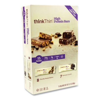 High Protein Bars, Brownie Crunch/Chunky Peanut Butter, 2.1 oz Bar, 15 Bars/Carton, Ships in 1-3 Business Days